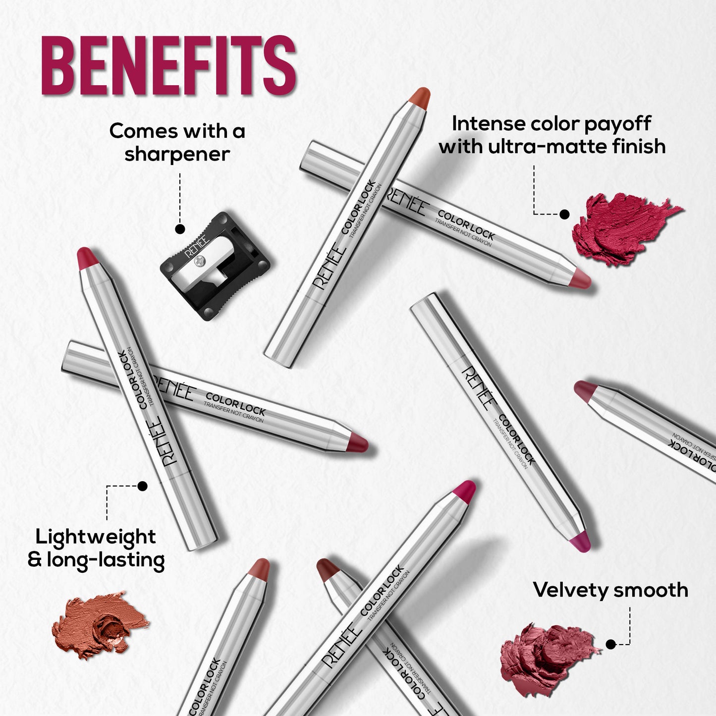Renee Cosmetics Colorlock Transfer Not Crayon - 04 Flare