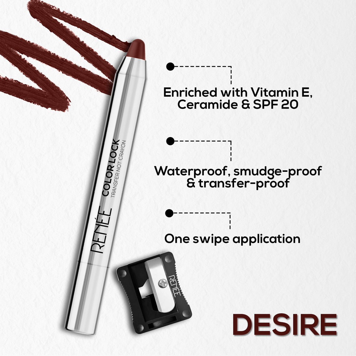 Renee Cosmetics Colorlock Transfer Not Crayon - 09 Desire