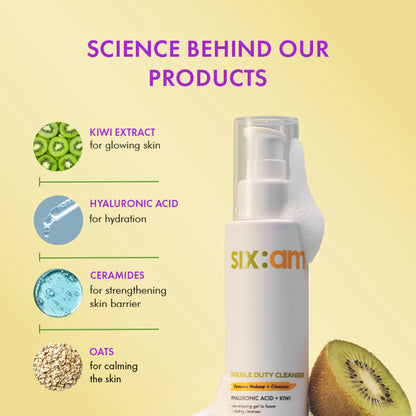 SIXAM 2-in-1 Korean Double Duty Cleanser- facewash & makeup remover with Ceramides, Hyaluronic Acid