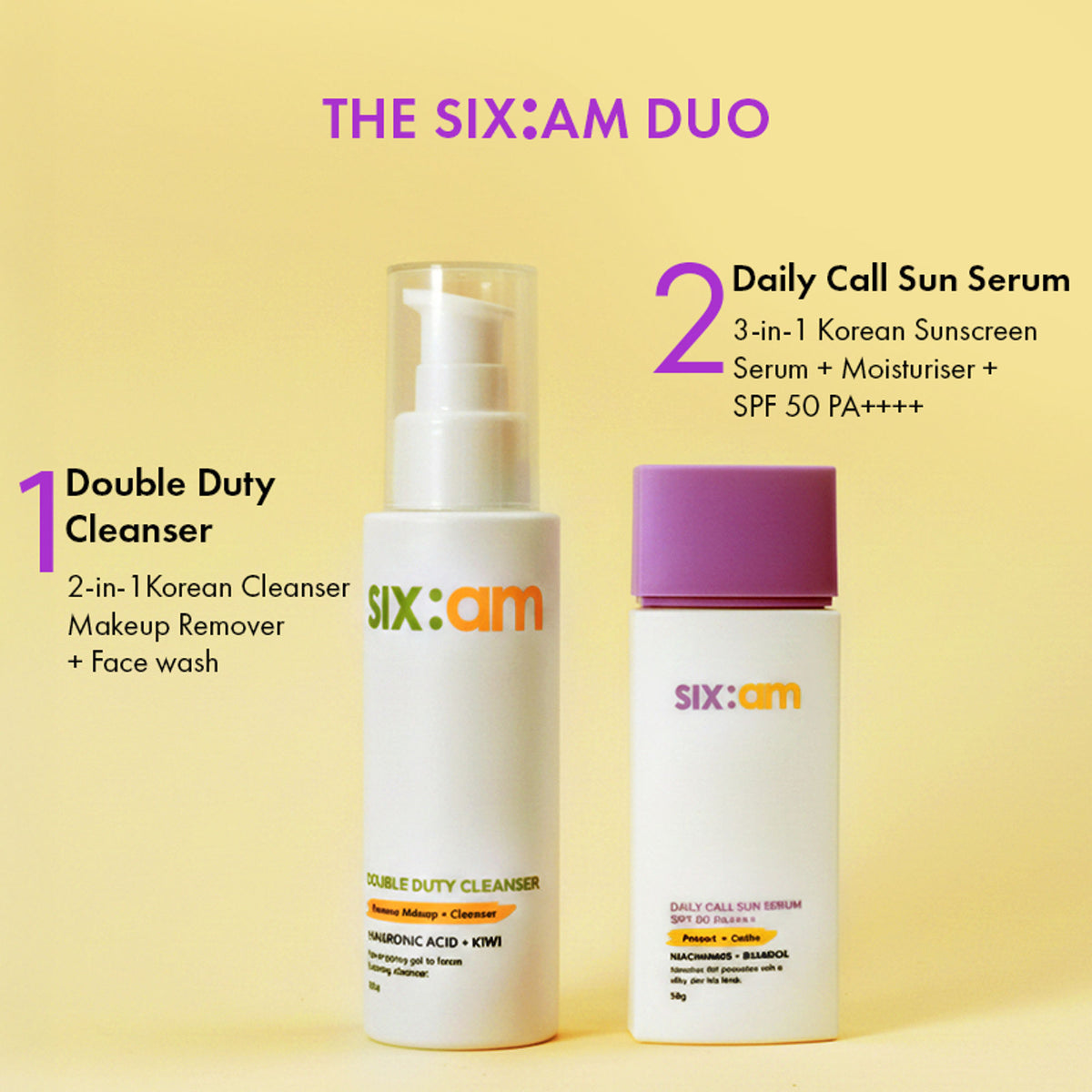 SIXAM 2-in-1 Korean Double Duty Cleanser- facewash & makeup remover with Ceramides, Hyaluronic Acid