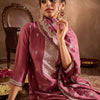Indyancart IE Floral Embroidered V-Neck Thread Work Straight Kurta With Trousers & Dupatta