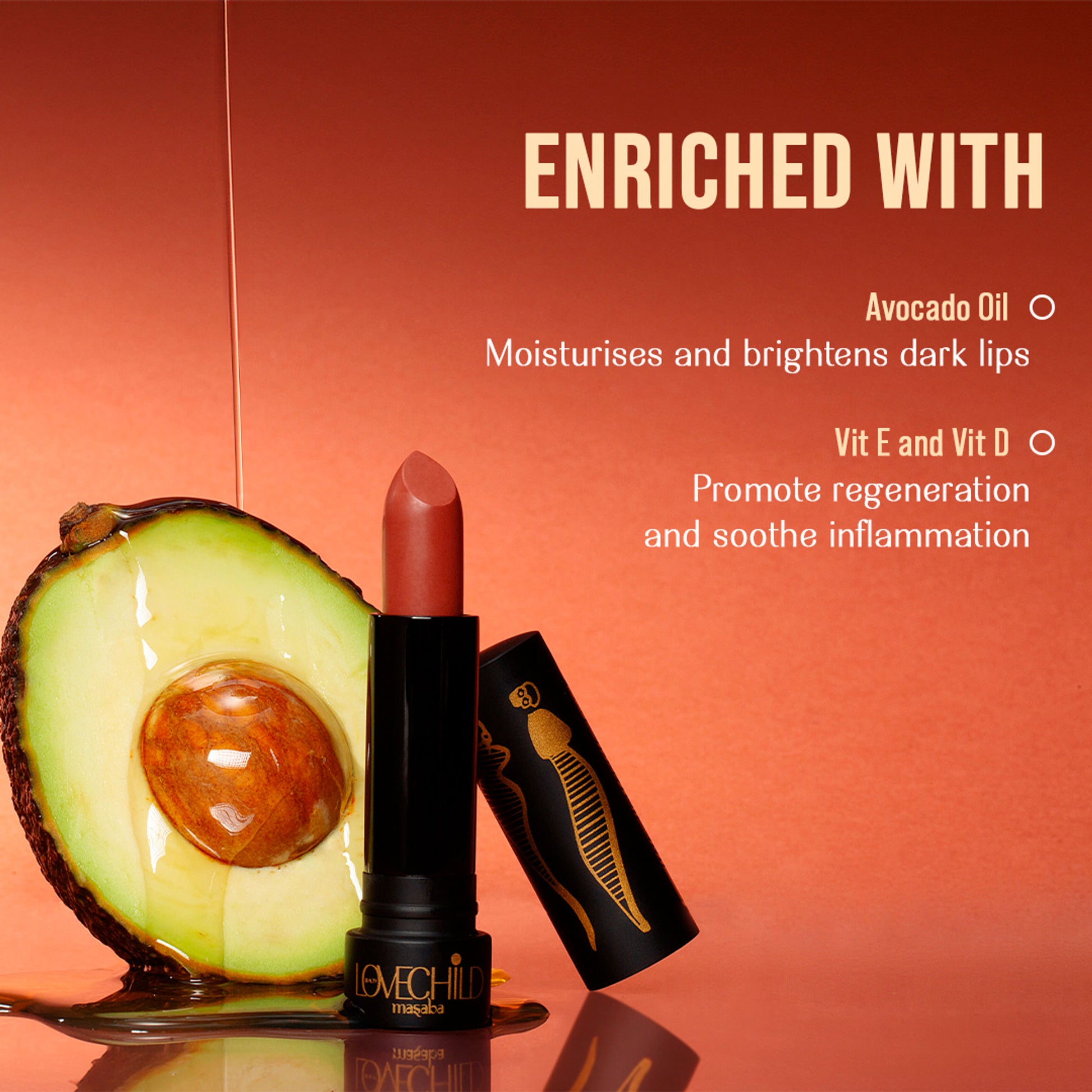 LoveChild Masaba Bare Browns Ultra Matte Transfer-proof Lipstick, Enriched with Avocado Oil & Vitamin E - Slow Sand