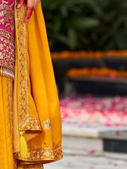 Indyancart IE Floral Embroidered Zari Straight Kurta With Palazzos And Dupatta