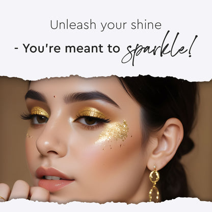 C2P Pro Naughty Gold 08 loose glitter eyeshadow powder for eye makeup with highly pigmented, shimmering gold eyeshadow.