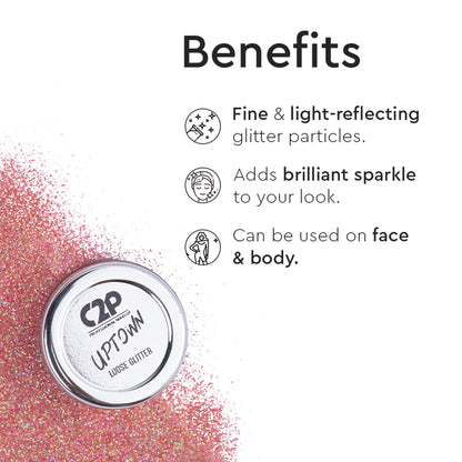 C2P Pro Uptown Loose Glitter for Eye Makeup Highly Pigmented Eyeshadow Powder - Flashy Pink 30