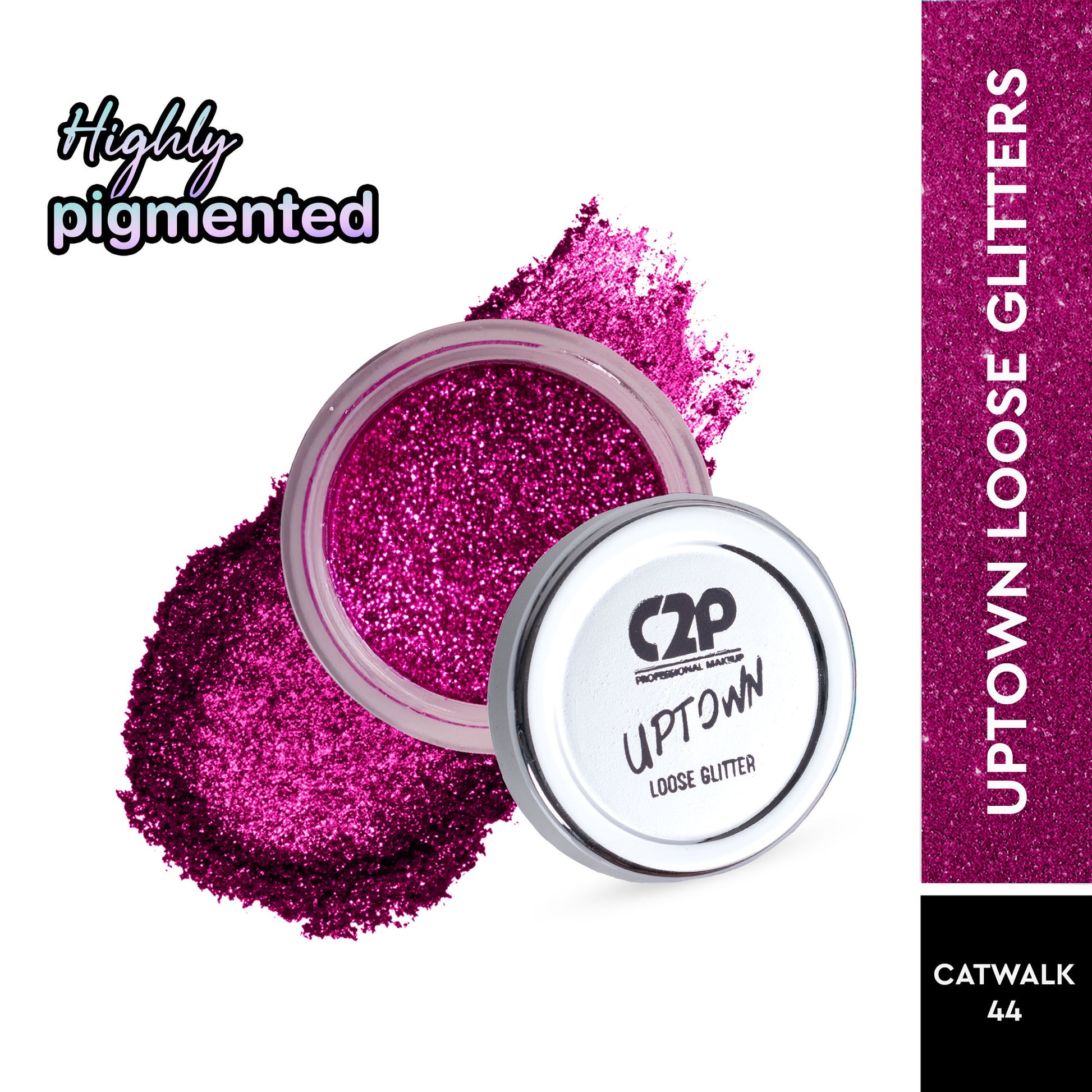 C2P Pro Uptown Loose Glitter for Eye Makeup Highly Pigmented Eyeshadow Powder - Catwalk 44