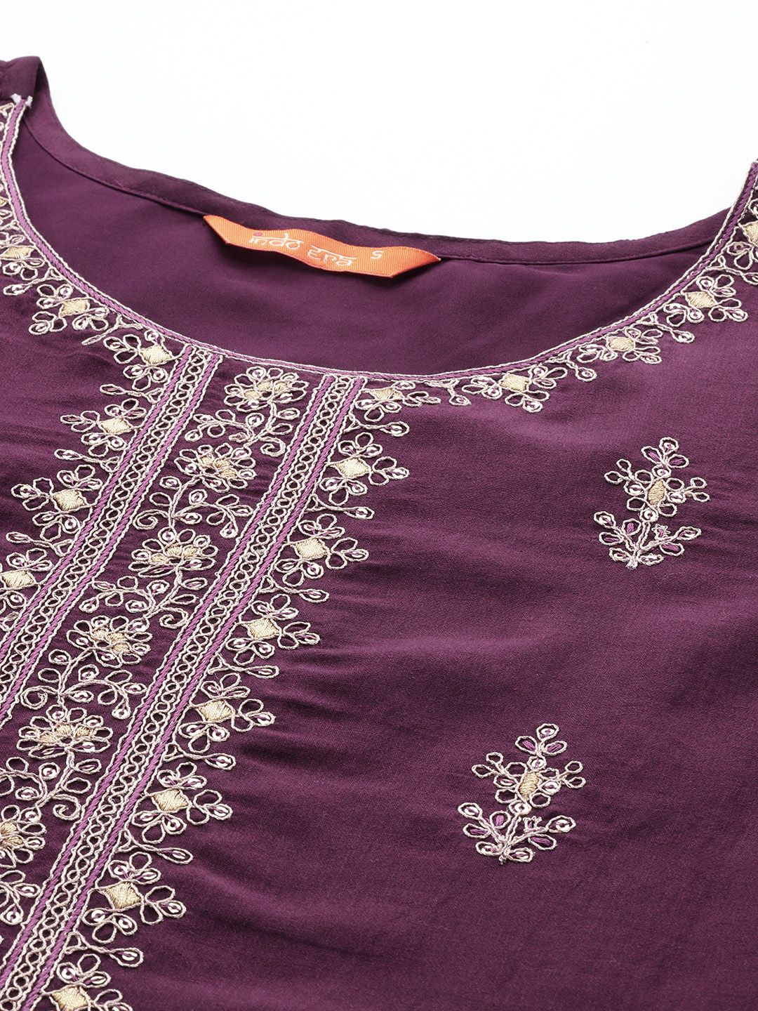 Dhiyona IE Floral Embroidered Regular Sequinned Kurta with Trousers & With Dupatta