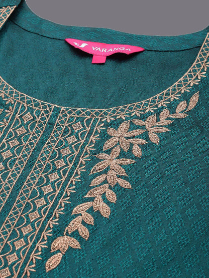 Dhiyona VA Women'sEthnic Motifs Embroidered Straight Kurta with Trousers & With Dupatta