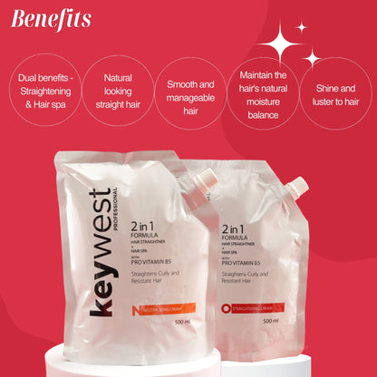 Keywest Professional Hair Neutralizing Cream - 2 In 1 Formula Hair Straightener + Hair Spa