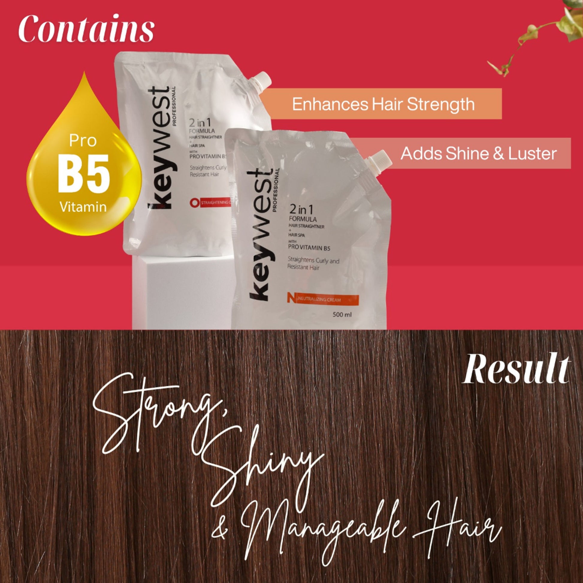 Keywest Professional Hair Neutralizing Cream - 2 In 1 Formula Hair Straightener + Hair Spa