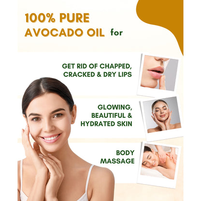 Mystiq Living Avocado Oil For Hair, Face Oil, Skin & Body Massage | Pure & Organic Cold Pressed