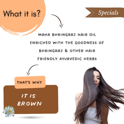 Mystiq Living Maha Bhringraj Oil for Hair Growth, Herbal Hair Oil with 9 Herbs
