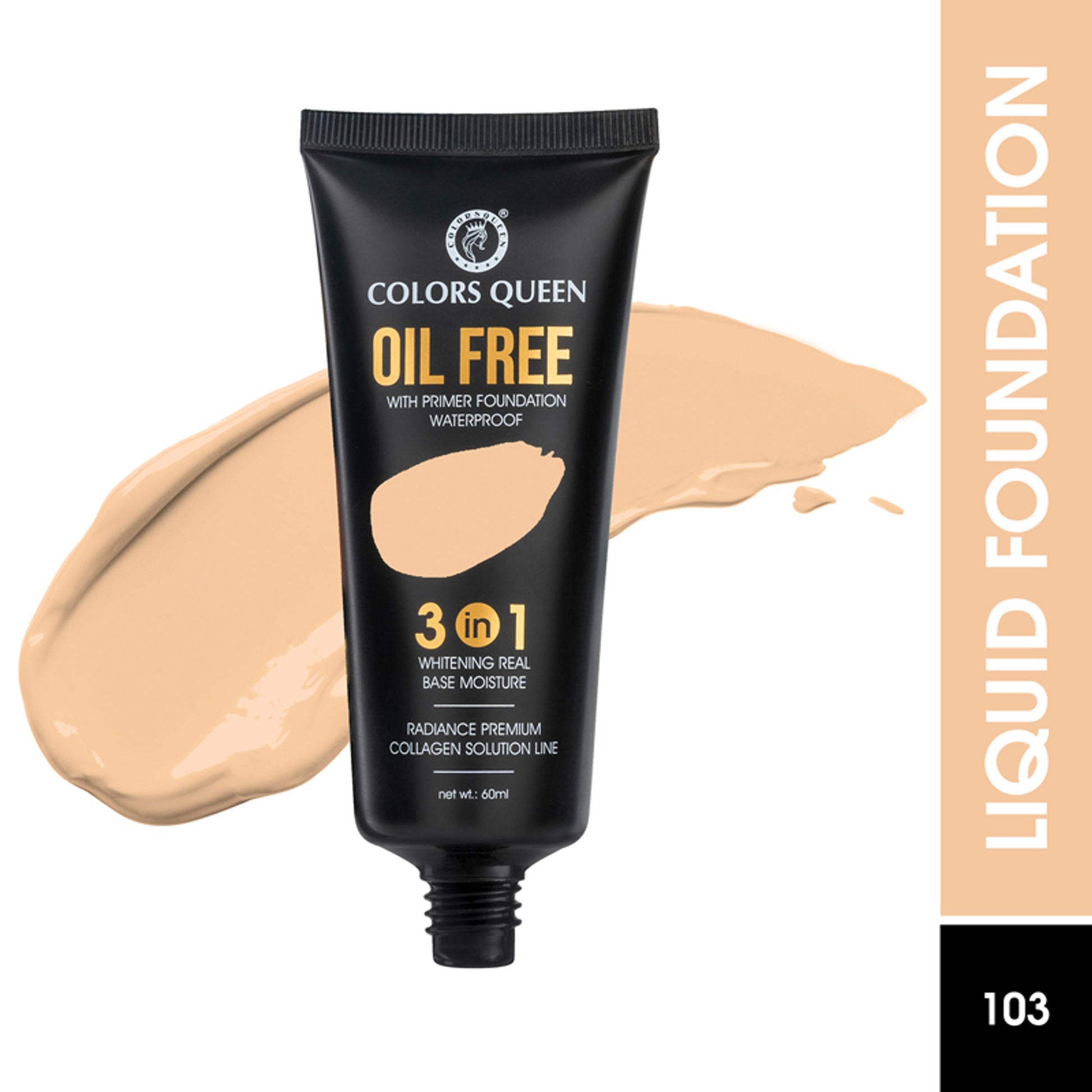 Colors Queen Oil Free Primer Foundation - 103 Golden Beige