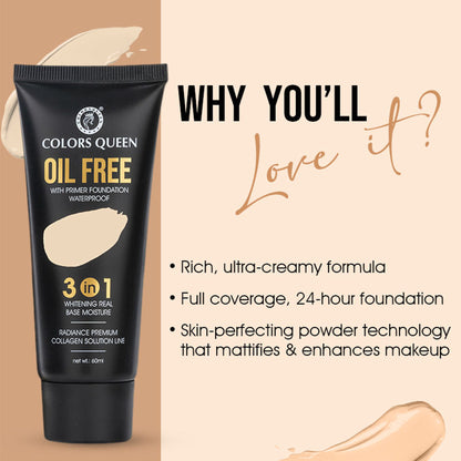 Colors Queen Oil Free Primer Foundation - 103 Golden Beige