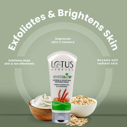Lotus Herbals WhiteGlow Skin Brightening Oatmeal & Yogurt Face Scrub | All Skin Types