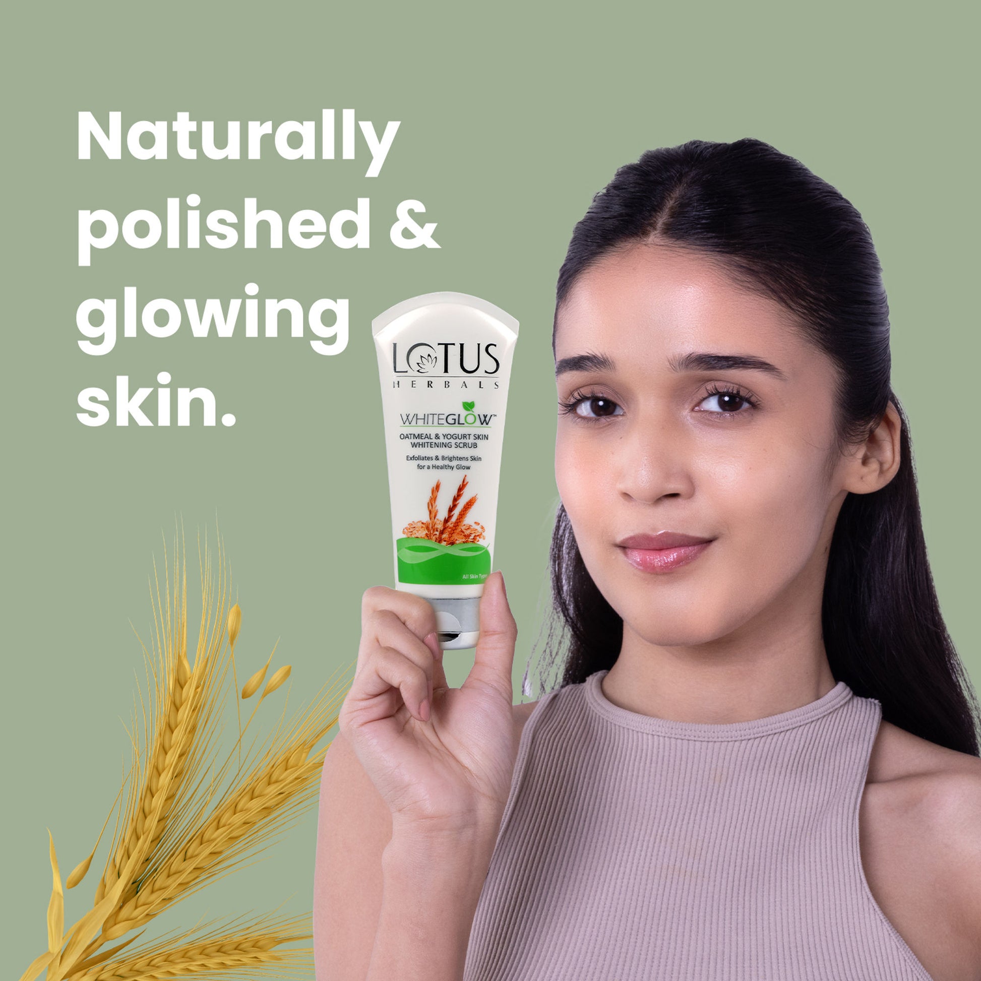 Lotus Herbals WhiteGlow Skin Brightening Oatmeal & Yogurt Face Scrub | All Skin Types