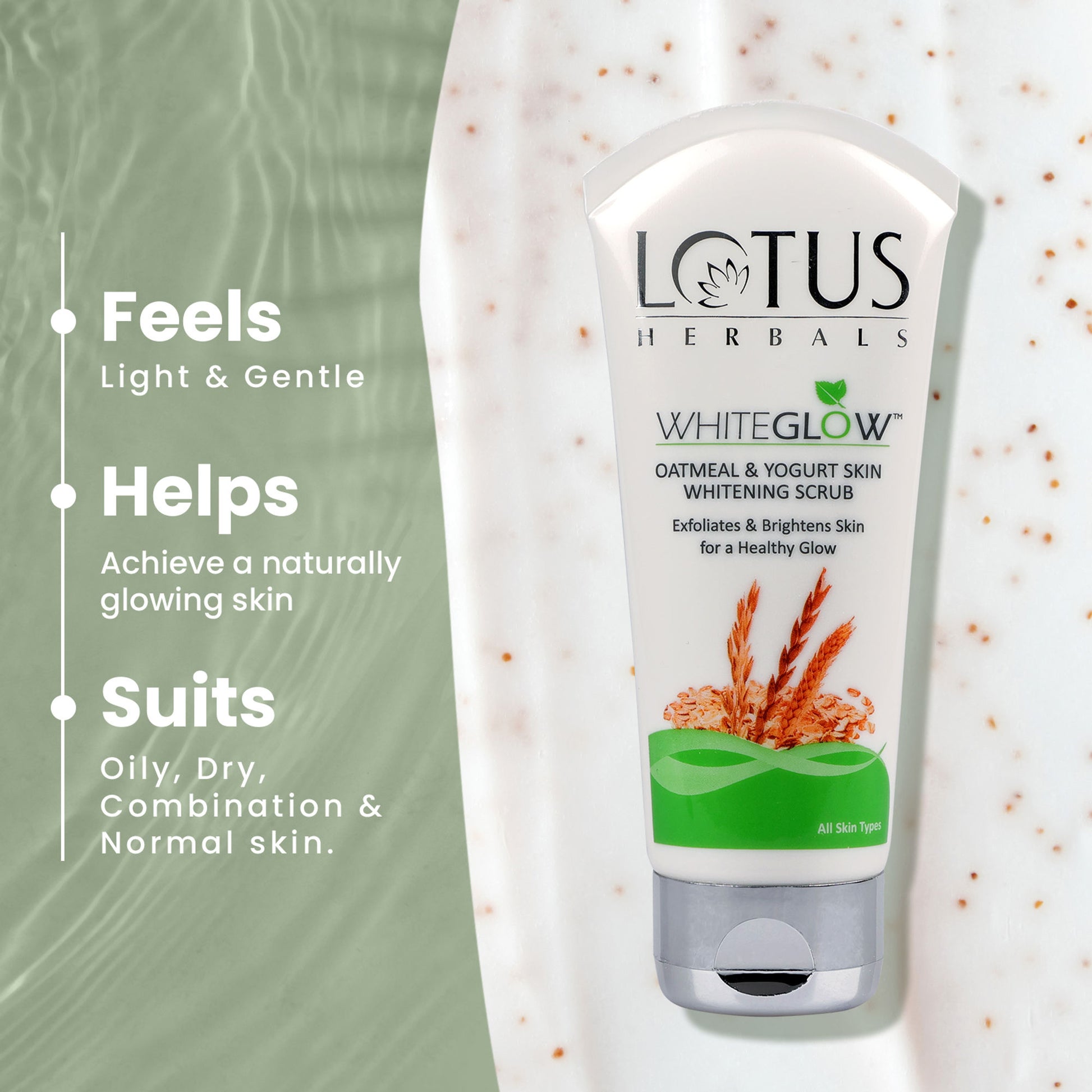 Lotus Herbals WhiteGlow Skin Brightening Oatmeal & Yogurt Face Scrub | All Skin Types