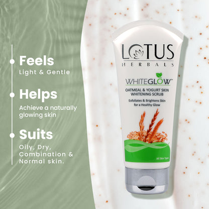 Lotus Herbals WhiteGlow Skin Brightening Oatmeal & Yogurt Face Scrub | All Skin Types