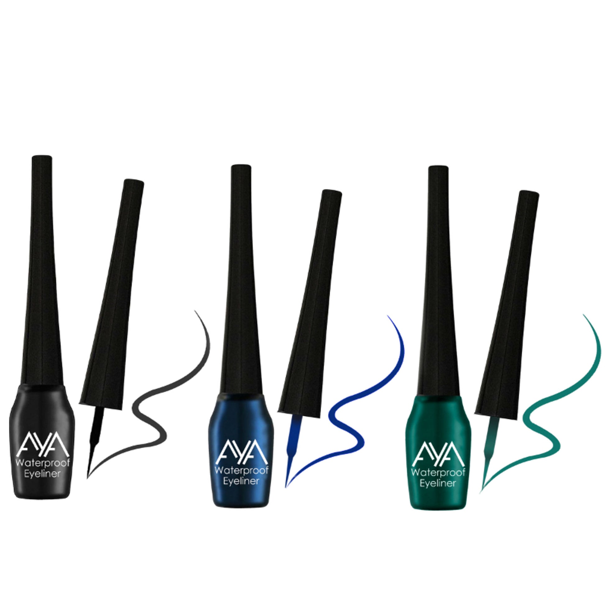 AYA Waterproof Eyeliner - Black, Blue, Green (Set of 3)