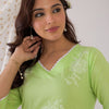 Dhiyona IE Floral Printed V-Neck Pure Cotton Straight Kurta With Trousers