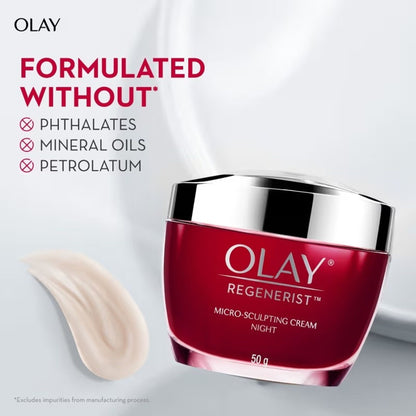 Olay Regenerist Micosculpting Night Cream For Plump Bouncy Skin With Hyaluronic Acid & Niacinamide
