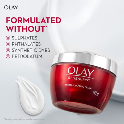 Olay Regenerist Mico Sculpting Day Cream For Plump-Bouncy Skin With Hyaluronic Acid & Niacinamide