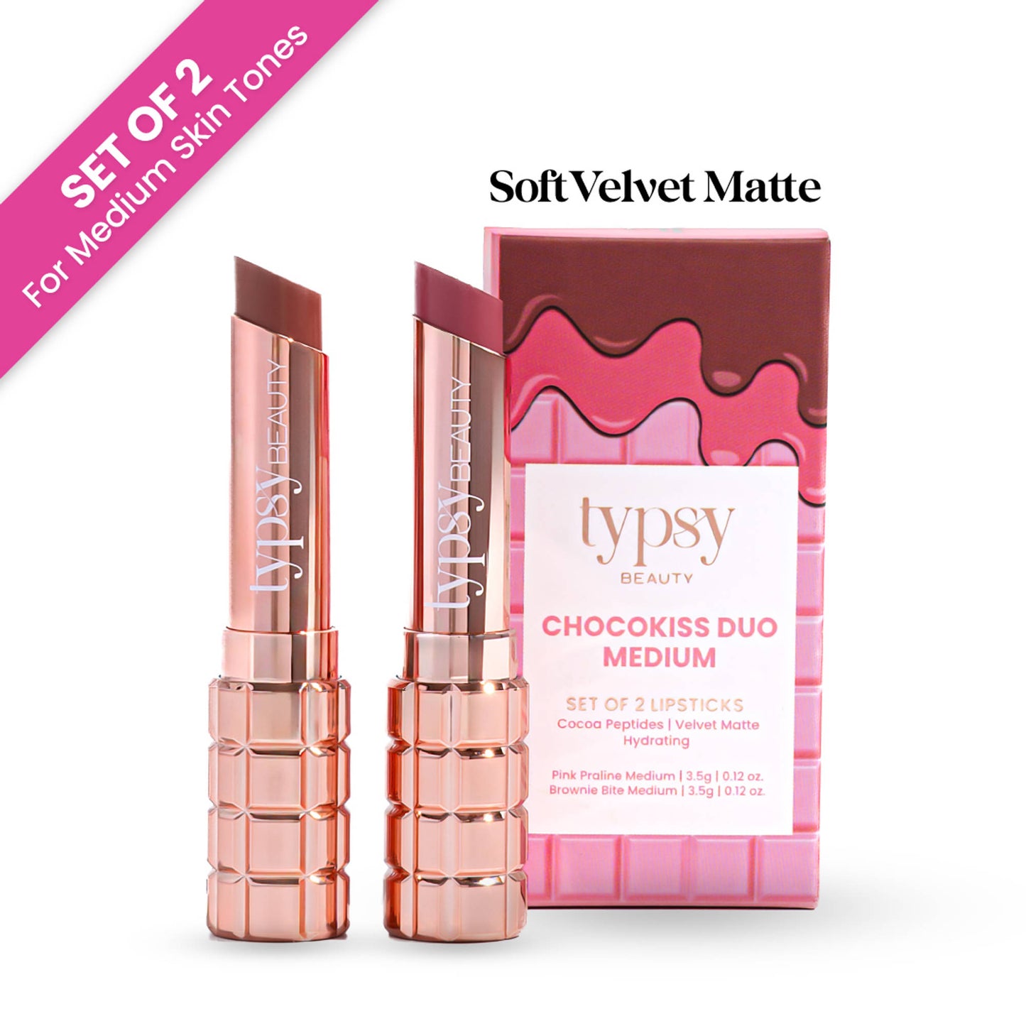 Typsy Beauty Chocokiss Duo Set Of 2 - Pink Praline And Brownie Bite Medium