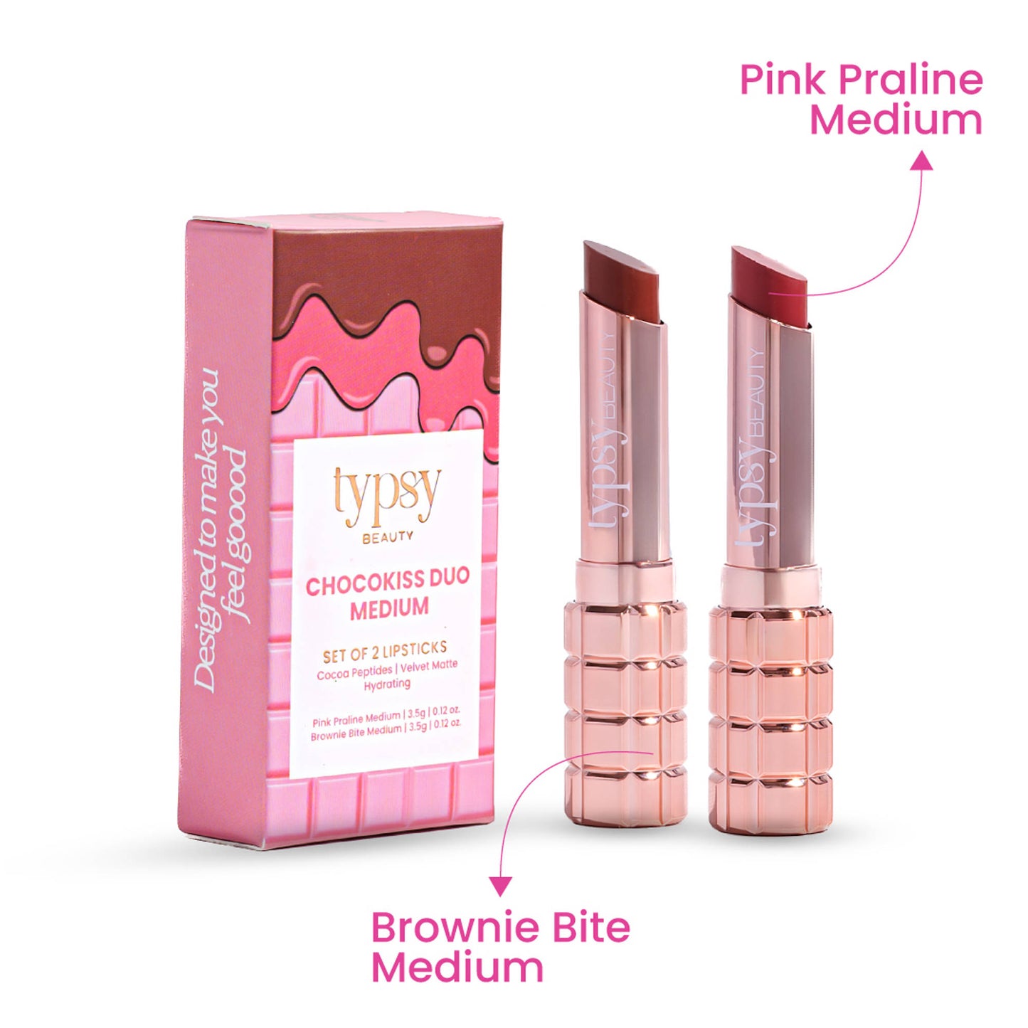 Typsy Beauty Chocokiss Duo Set Of 2 - Pink Praline And Brownie Bite Medium