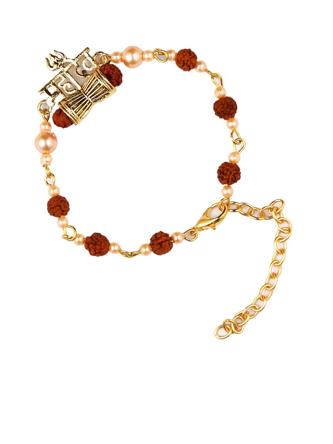 Anouk Brown Rudraksh & Pearl Beaded Bracelet Rakhi With Roli Chawal With Greeting Card