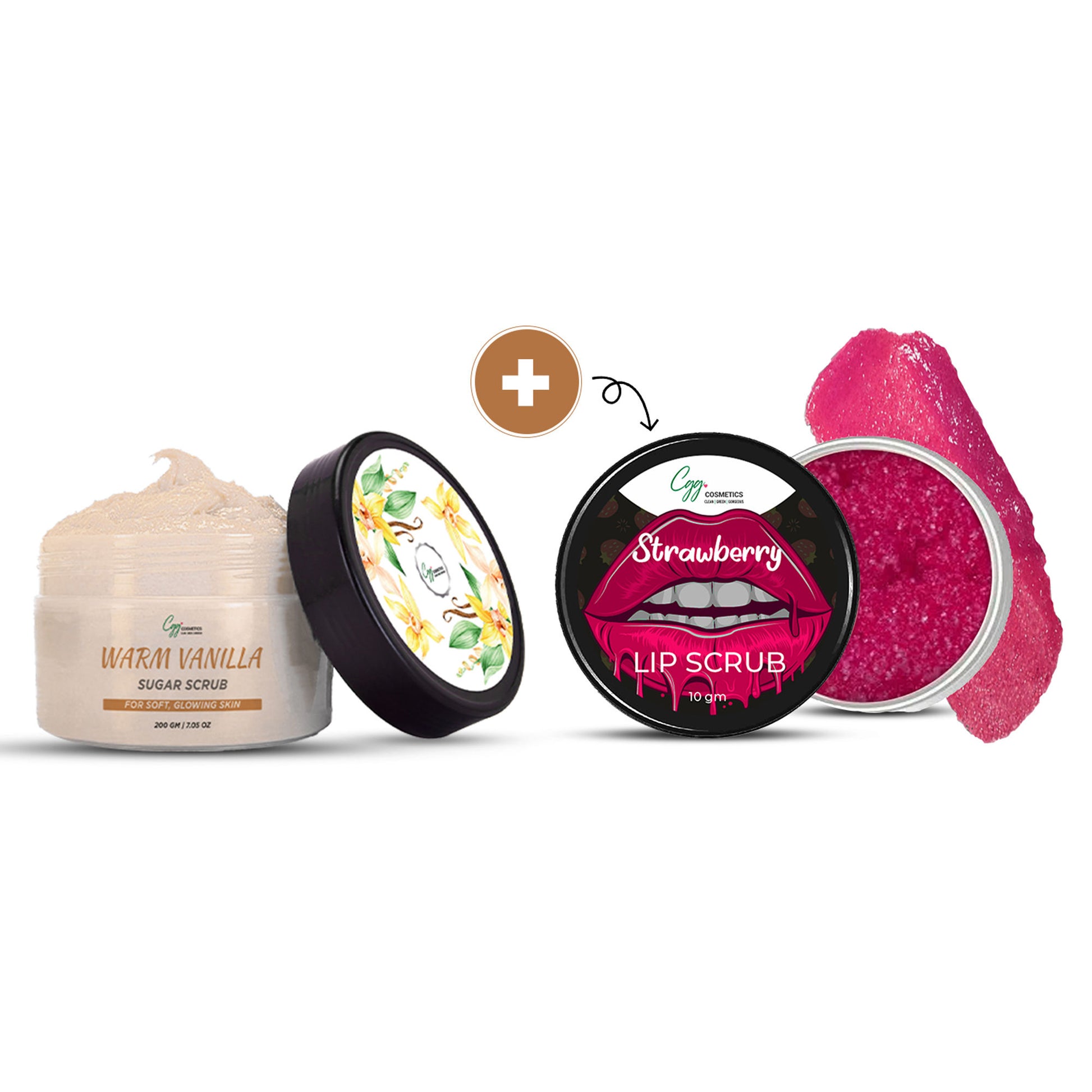 CGG Cosmetics Warm Vanilla Sugar Scrub + Free Strawberry Lip Scrub