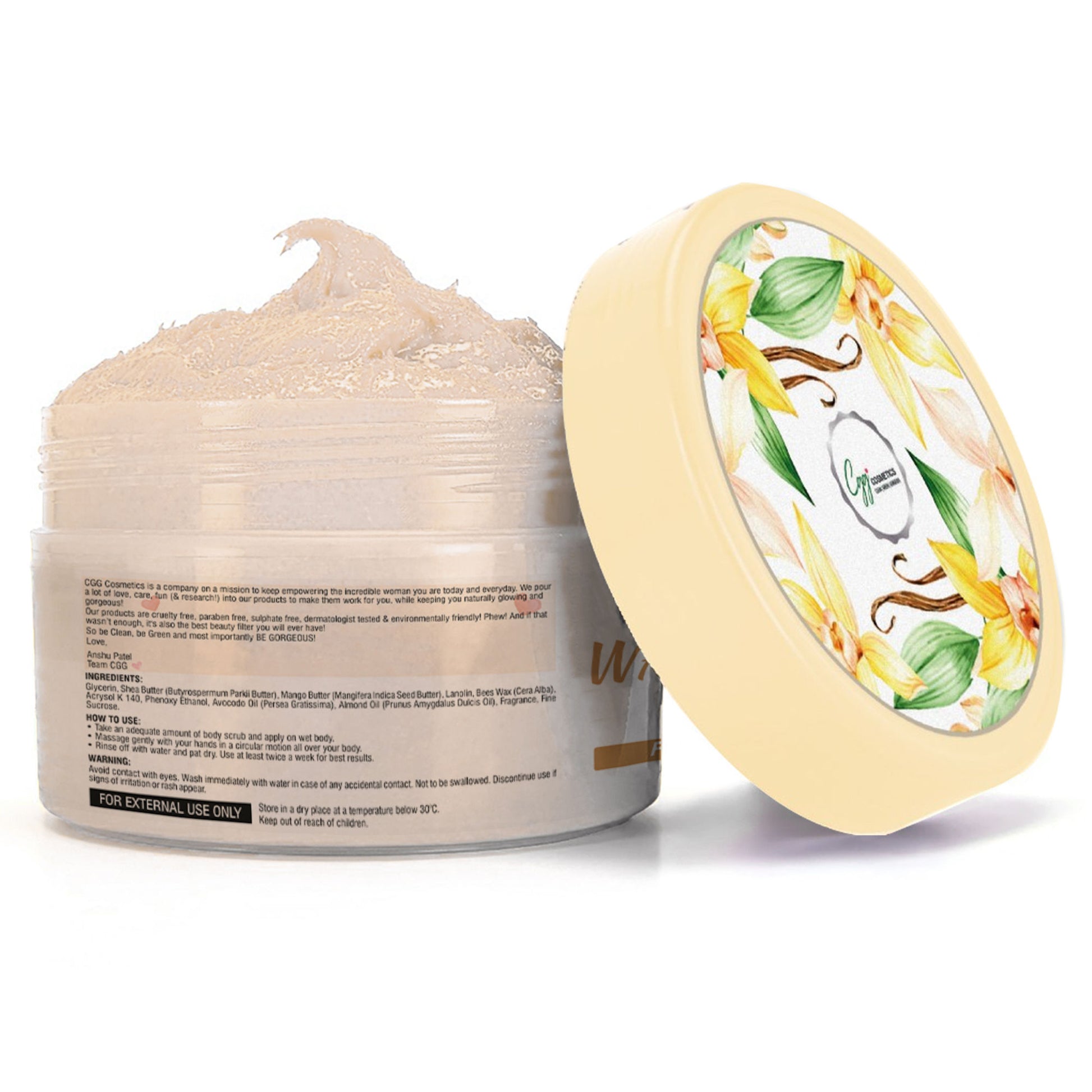 CGG Cosmetics Warm Vanilla Sugar Scrub + Free Strawberry Lip Scrub