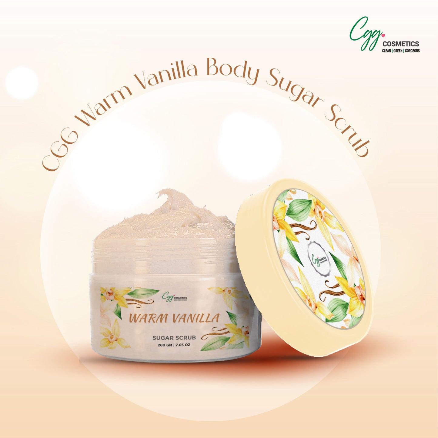 CGG Cosmetics Warm Vanilla Sugar Scrub + Free Strawberry Lip Scrub