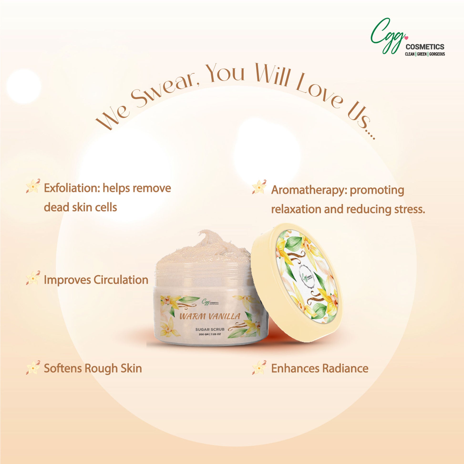 CGG Cosmetics Warm Vanilla Sugar Scrub + Free Strawberry Lip Scrub
