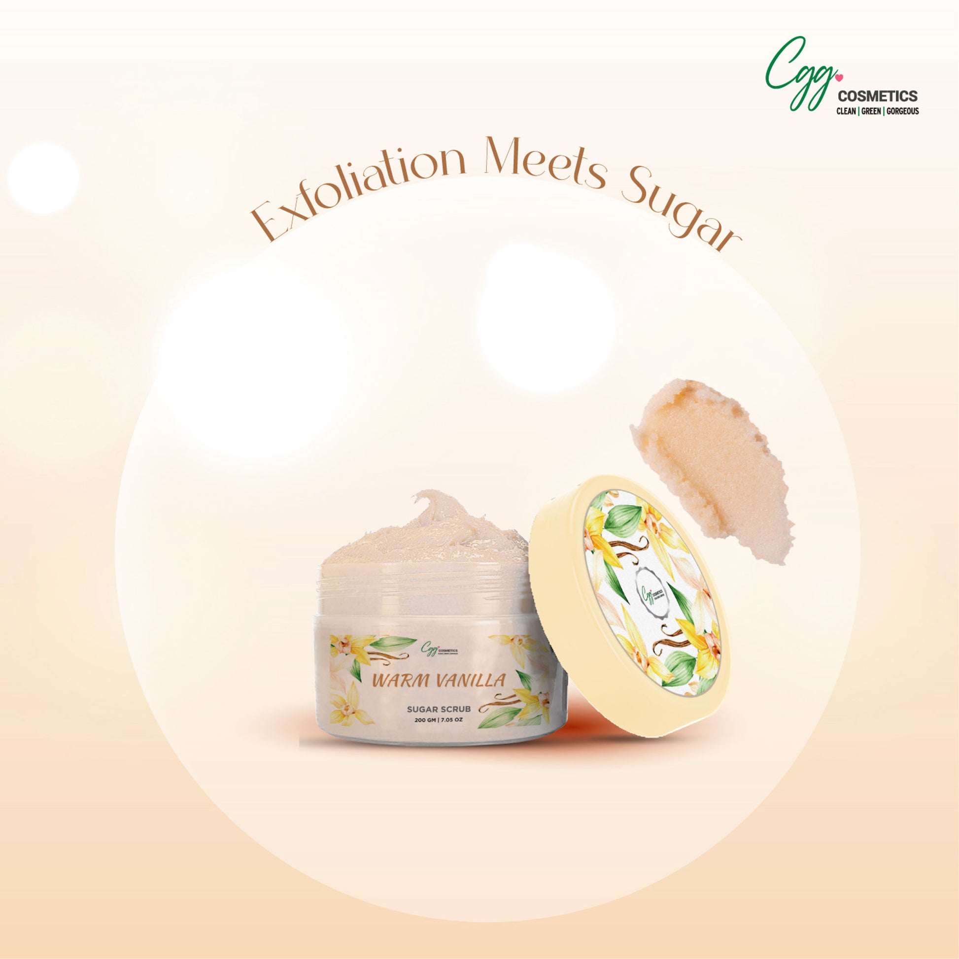 CGG Cosmetics Warm Vanilla Sugar Scrub + Free Strawberry Lip Scrub
