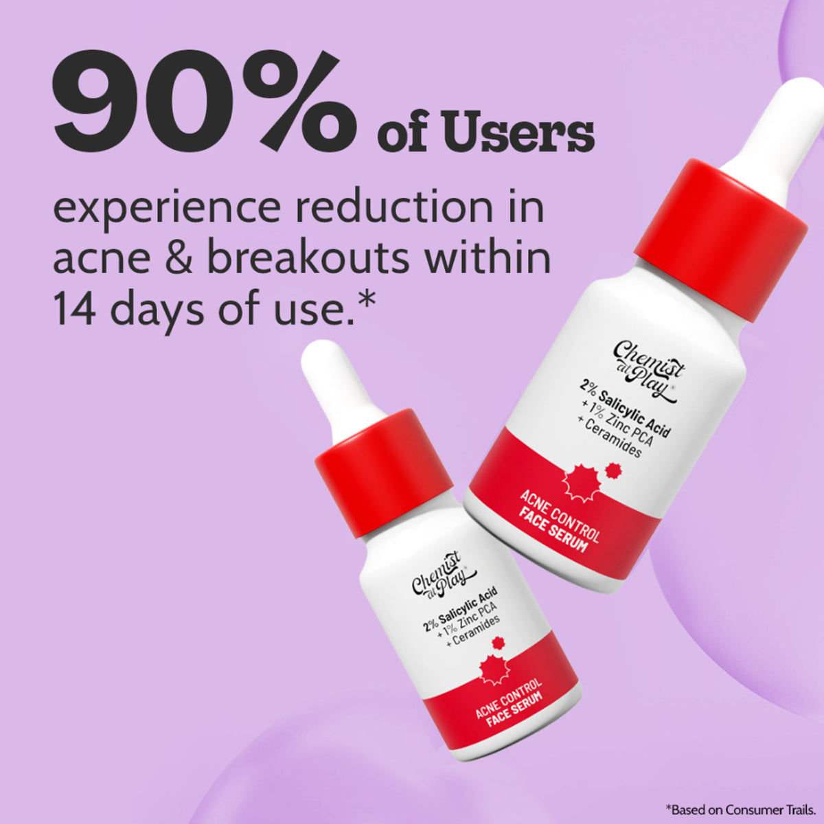 Chemist at Play 2% Salicylic Acid face serum in a pump bottle, designed to treat active acne and control excess oil on skin.