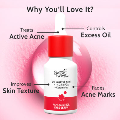 Chemist at Play 2% Salicylic Acid Face Serum Treats Active Acne, Controls Excess Oil