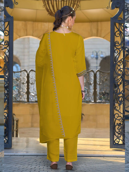 Indyancart IE Ethnic Motifs Embroidered Regular Zari Kurta with Trousers & With Dupatta