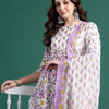 Dhiyona IE Floral Printed Pleated Pure Cotton Kurta with Trousers & Dupatta
