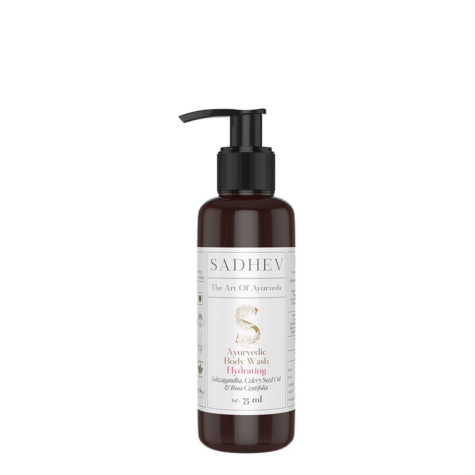 SADHEV Ayurvedic Ashwagandha, Celery Seed Oil & Rosa Centifolia Hydrating Body Wash
