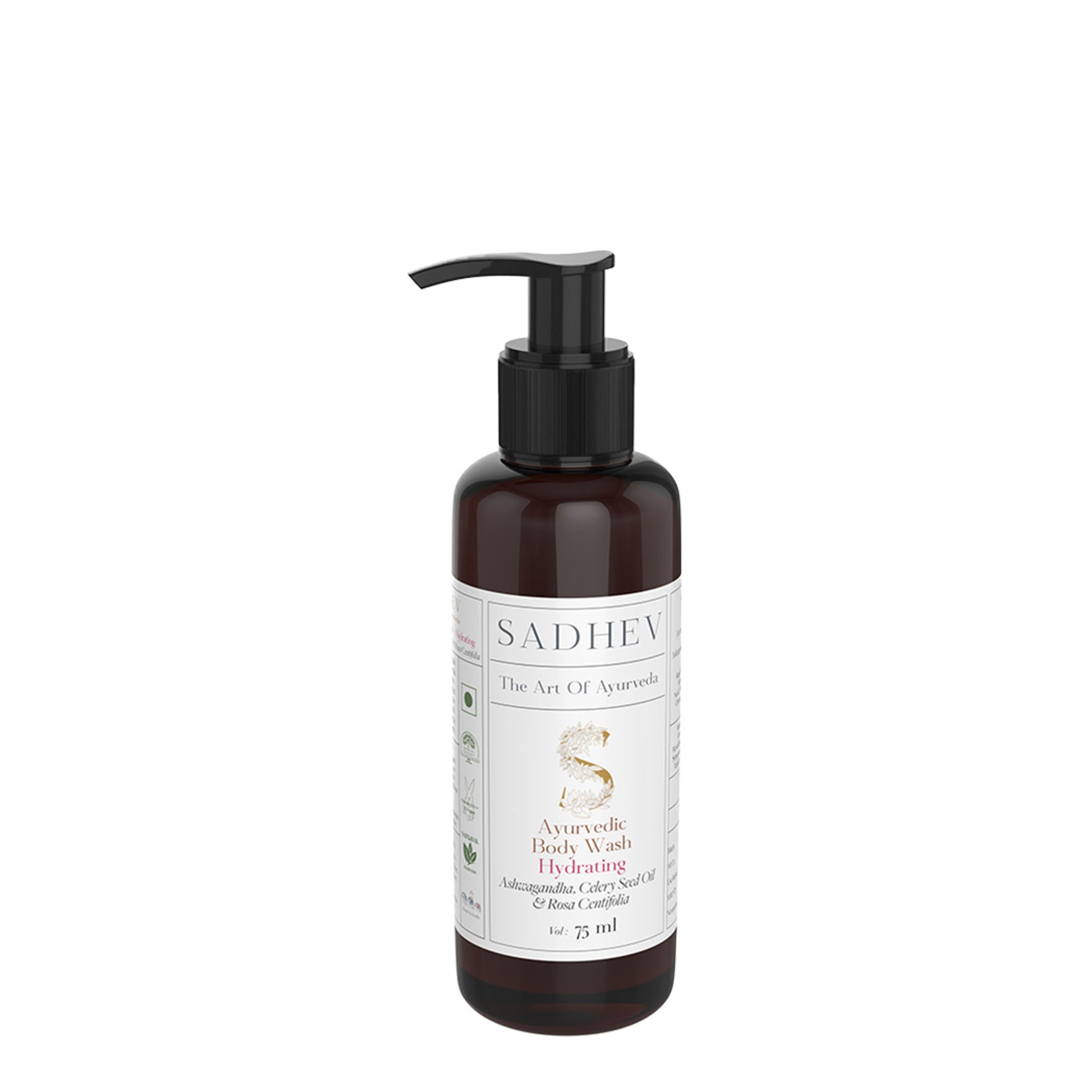 SADHEV Ayurvedic Ashwagandha, Celery Seed Oil & Rosa Centifolia Hydrating Body Wash
