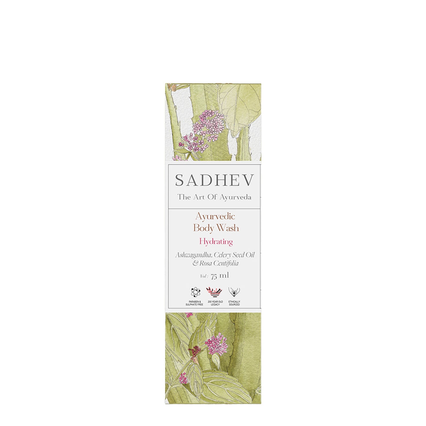 SADHEV Ayurvedic Ashwagandha, Celery Seed Oil & Rosa Centifolia Hydrating Body Wash