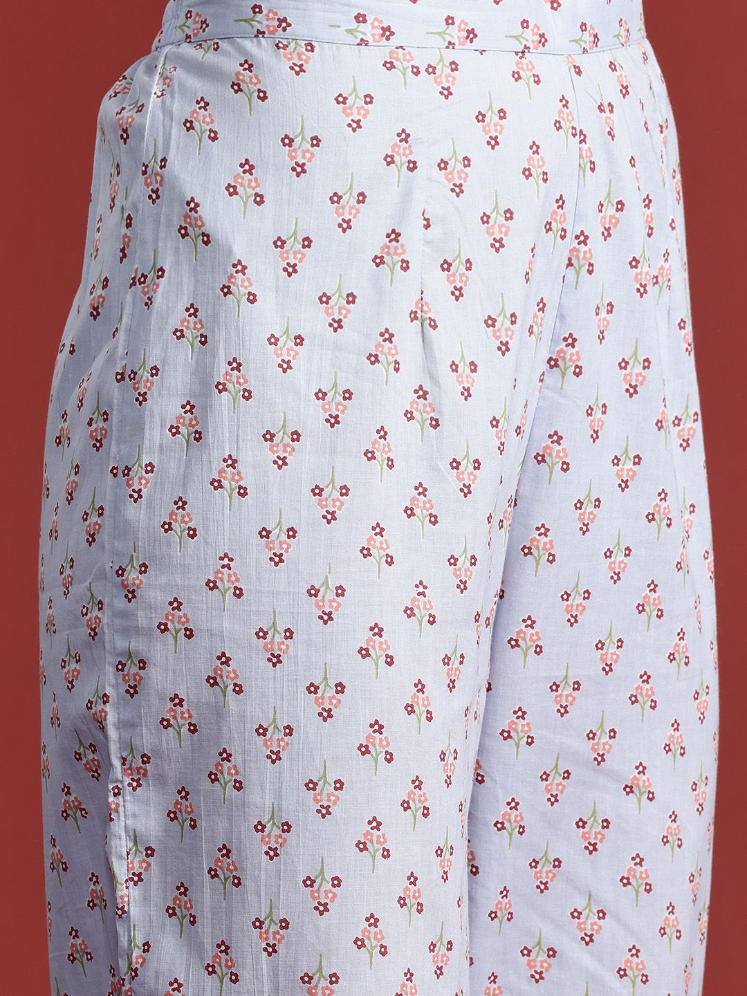 Floral Printed Pure Cotton Kurta with Salwar & With Dupatta