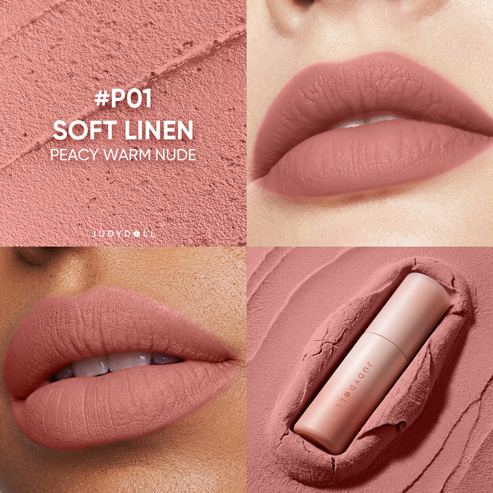 Judydoll Lip Mud - P01 Peachy Warm Nude