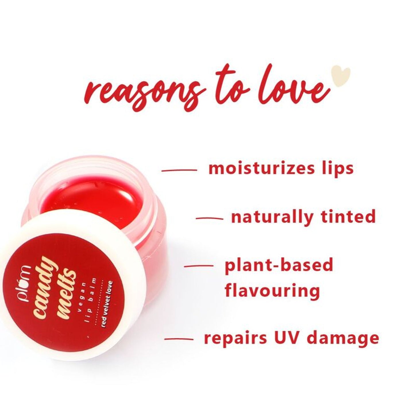 Plum Candy Melts Vegan Lip Balm - Red Velvet Love - Red Velvet Love