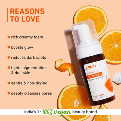 Plum Vitamin C Foaming Face Wash With Mandarin For Glowing Skin & Gentle Cleansing