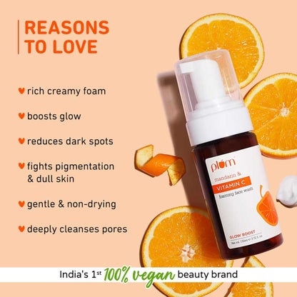Plum Vitamin C Foaming Face Wash With Mandarin For Glowing Skin & Gentle Cleansing