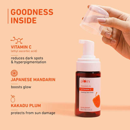 Plum Vitamin C Foaming Face Wash With Mandarin For Glowing Skin & Gentle Cleansing