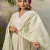 Indyancart IE Floral Embroidered Pure Cotton Anarkali Kurta With Trousers & Dupatta