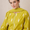 Dhiyona IE Floral Printed Notch Neck Sequinned Pure Cotton Kurta & Trousers & Dupatta