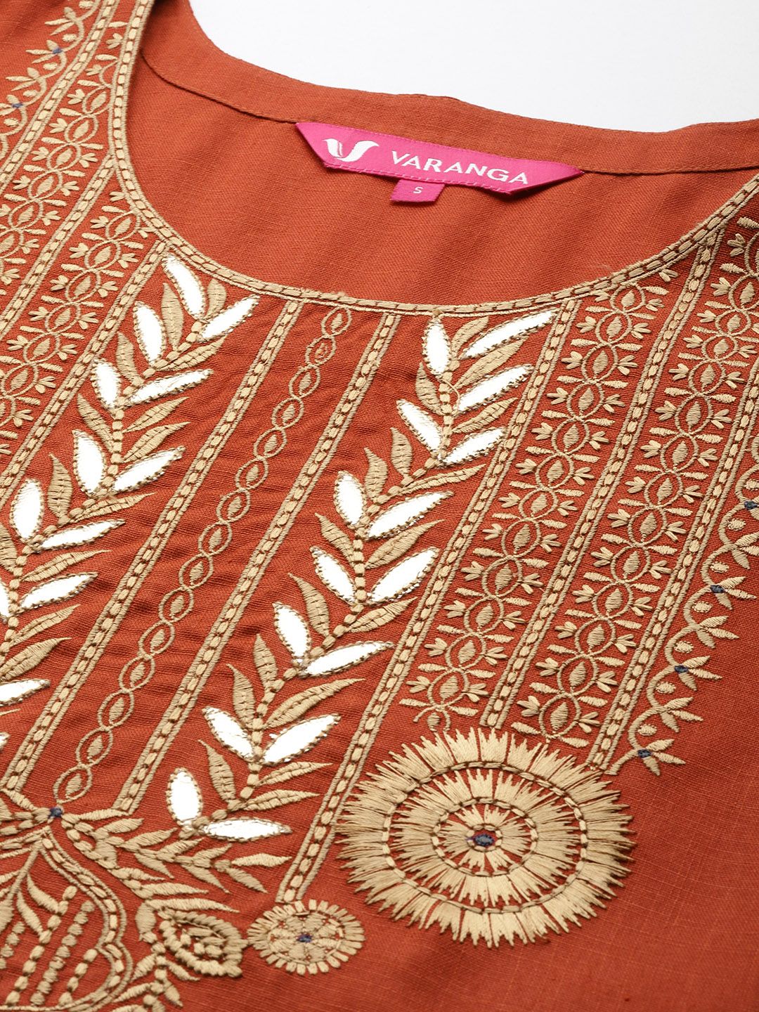Indyancart VA Women's Floral Embroidered Gotta Patti Kurta with Trousers & With Dupatta